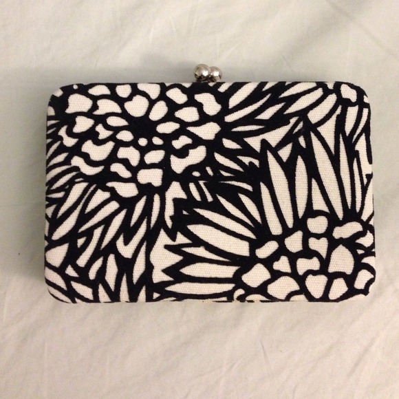 Handbags - Black and white flower clutch