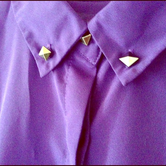 Purple button up with stud button collar💜❗️SALE❗️