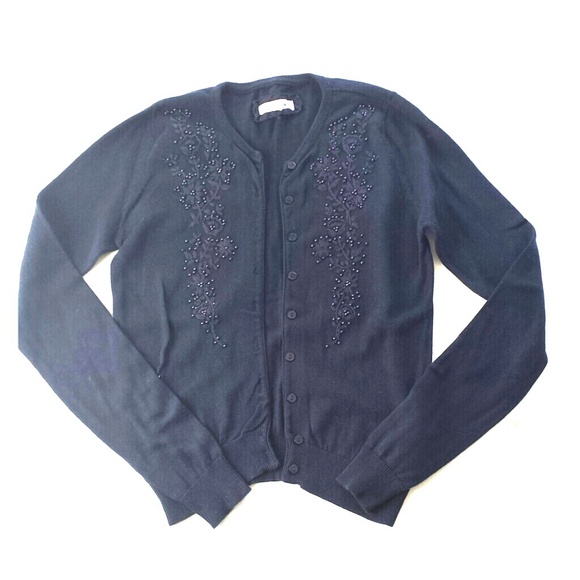 Navy Beaded Cardigan