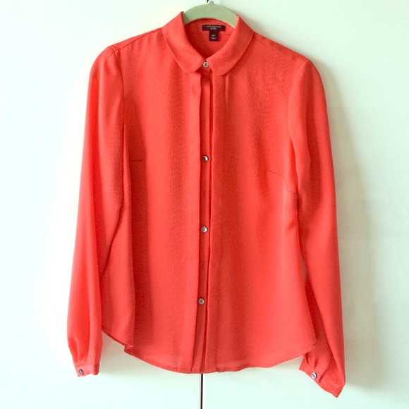 Red Ann Taylor Button Down Top