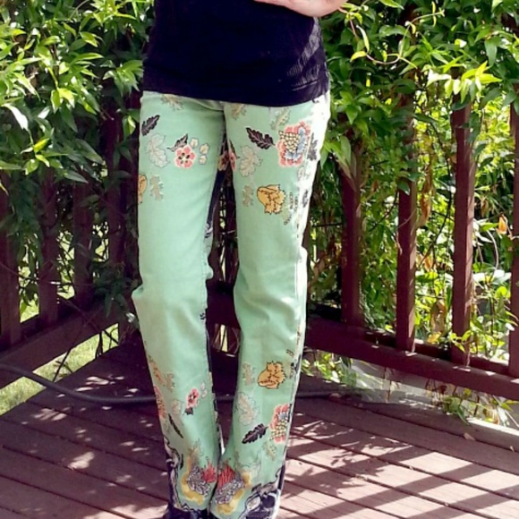 Roberto Cavalli floral jeans size small