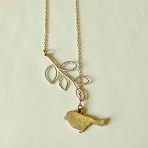 Bird & Leaf Necklace from Etsy