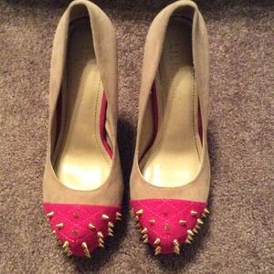 Nude And Fuchsia Spike Pump