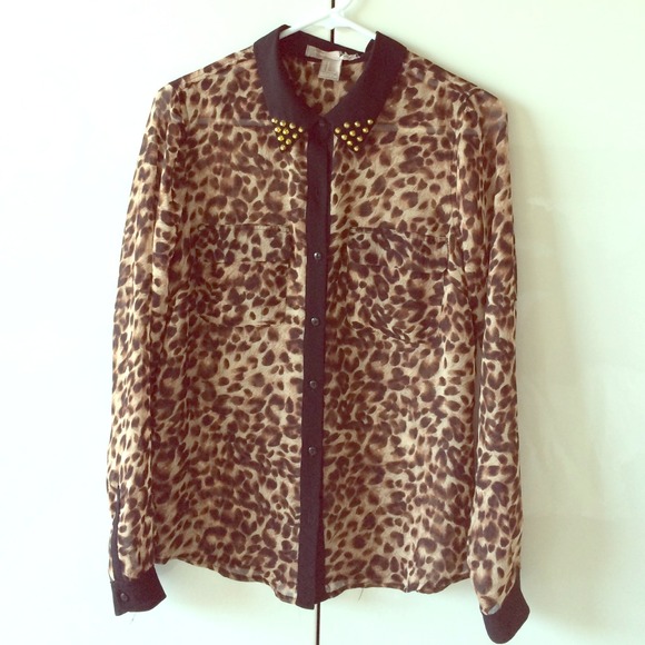 Sheer Leopard Print Blouse