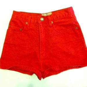 Red High-Waisted Shorts