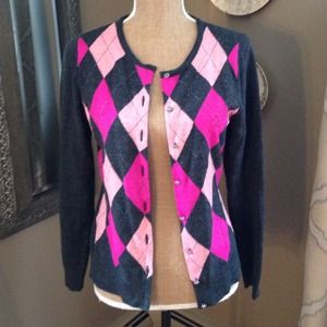 Pink and Grey Argyle Cardigan