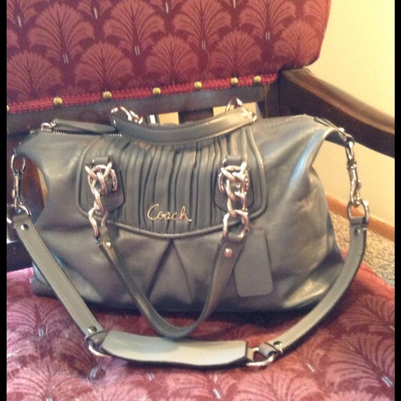 Reserved for Hannah.  Gray leather Coach bag