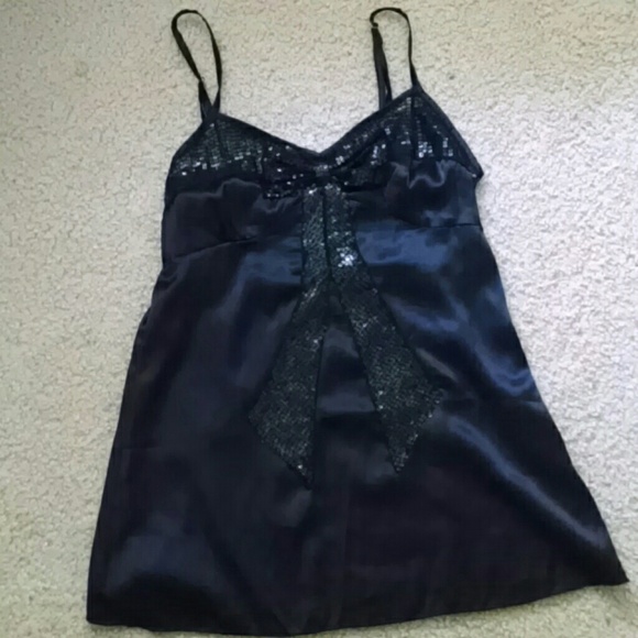 Black sequined bow top