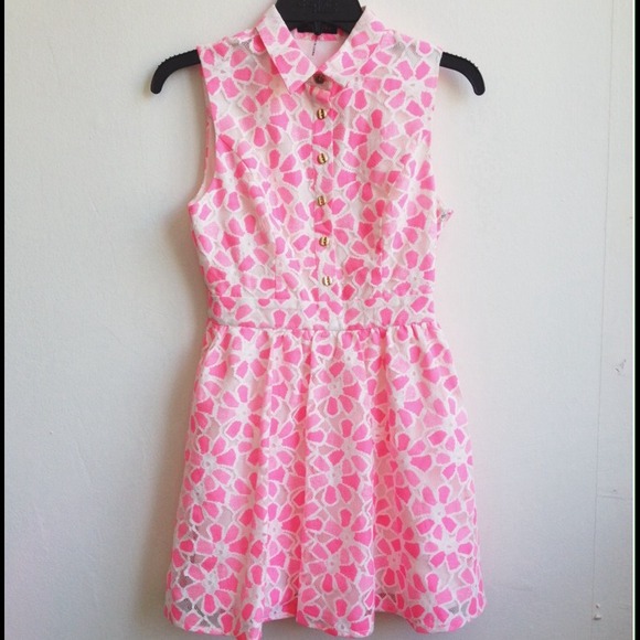 Neon hot pink floral dress