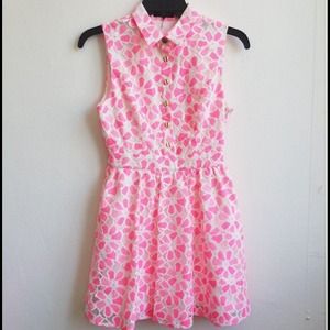 Neon hot pink floral dress