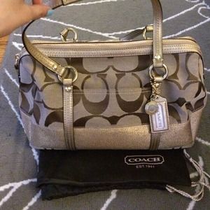 Coach signature print/ metallic gold doctor bag