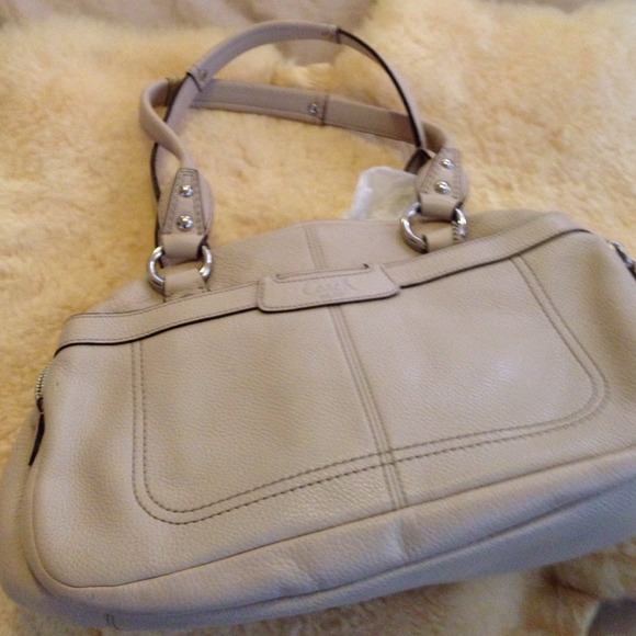 Authentic Coach beige leather handbag
