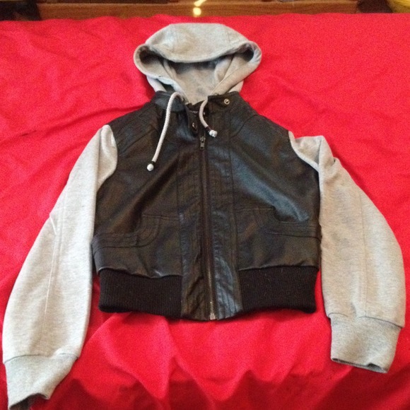 Faux leather/ grey jacket