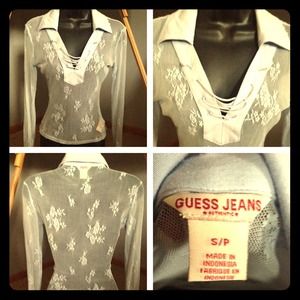Guess light blue blouse size small 001