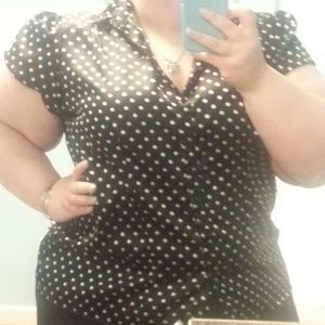 ** BUNDLE SALE** Black button up white polka dots