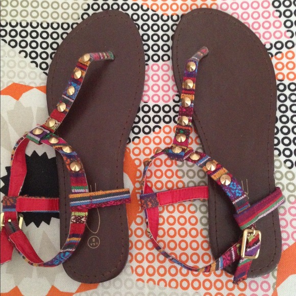 Aztec fabric sandals