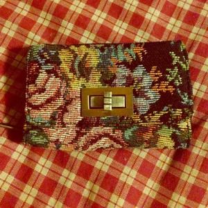 Floral Print zipper and buckle wallet