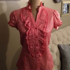 Retro Glam red and white top