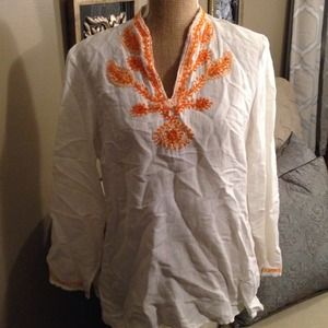White Indian beaded top