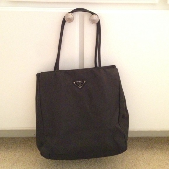 Authentic Prada Logos Tote Hand Bag Nylon