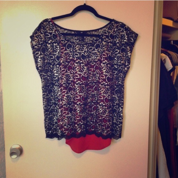 Black and Silver Lace Top - Picture 4 of 4