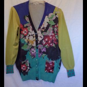 🎉HP🎉ETRO Silk Green Floral V-neck Cardigan🎉HP🎉