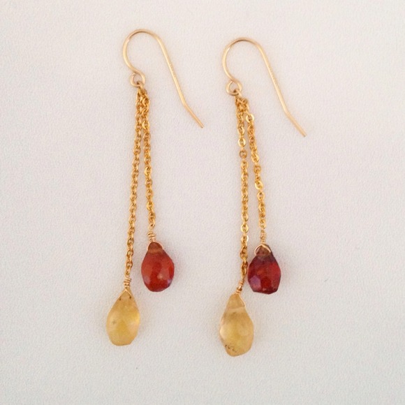 NEW 14K GF Citrine Natural Stone Dangle Earrings