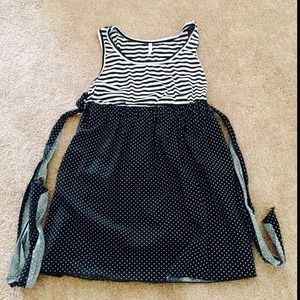 White and black dress W/ strips & dots(: