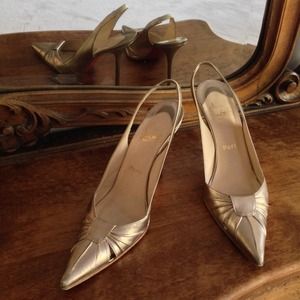 Christian Louboutin pale bronze sling backs