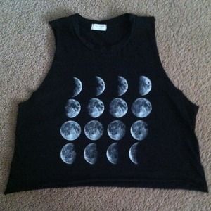 Brandy melville Moon phase black cropped top