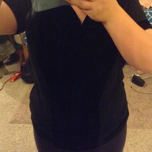 Black scoop neck velour shirt