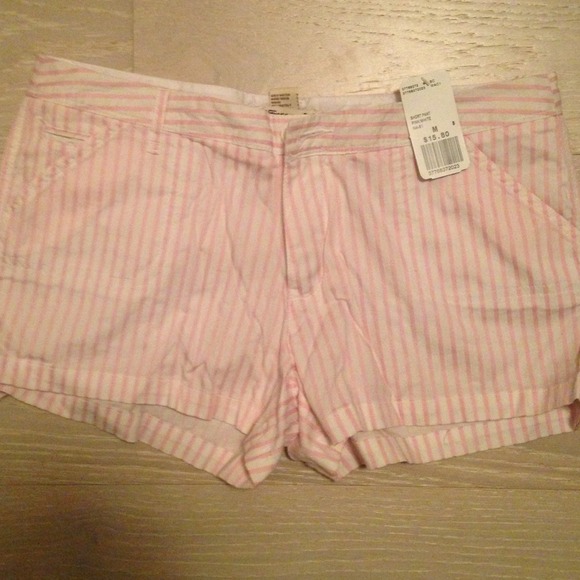 Pink and white striped shorts