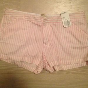 Pink and white striped shorts