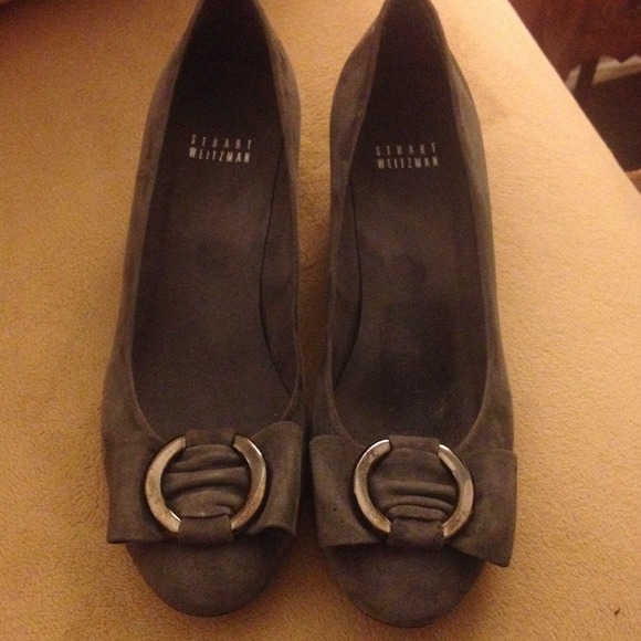 Grey suede flats