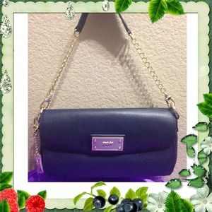 Classy DKNY Blue Leather Shoulder Bag