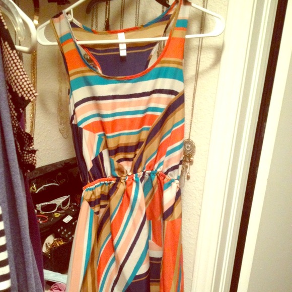 Multi colored Hi-Low maxi dress