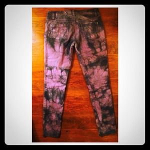 F21 purple and black faded jeans