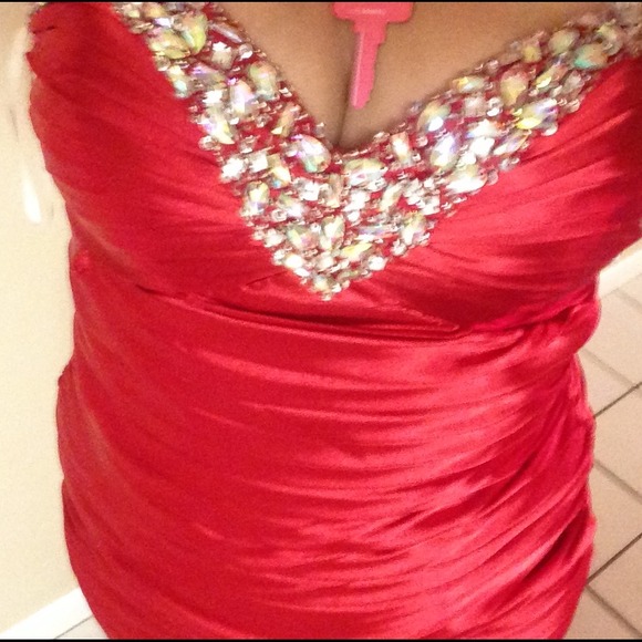 Red long formal dress