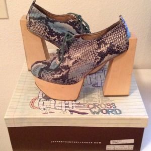 Jeffrey Campbell x UO Snakeskin Wooden Block Heels