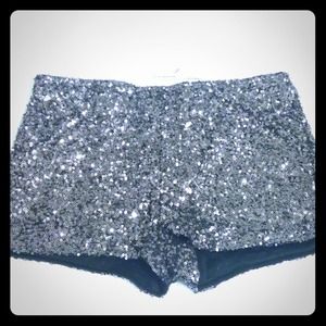SOLD!! Silver sequin shorts