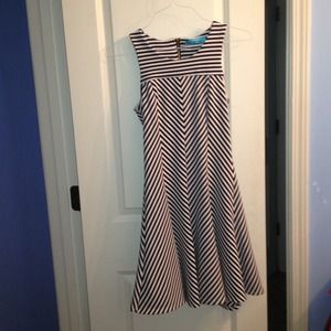 BRAND NEW designer chevron/striped navy dress