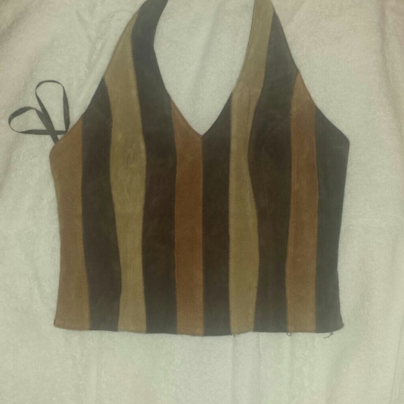 Brown suede halter top