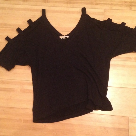 Black cold shoulder sweater