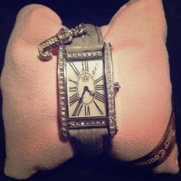 SOLD juicy Couture gray leather crystal & pearl