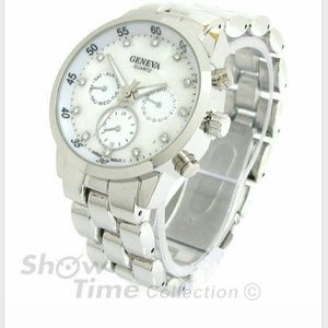 Brand New Silver 3D Geneva Large Bracelet Crystal
