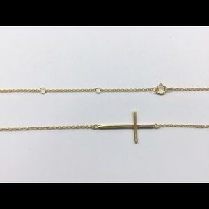 Sideway Cross Necklace - Sterling Silver