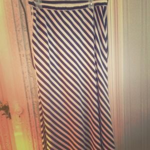 Navy and White Maxi Skirt