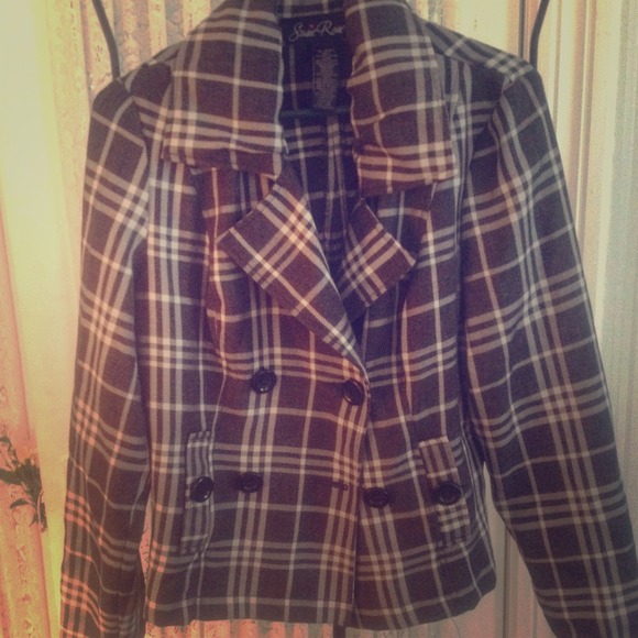 Black and White Plaid Coat