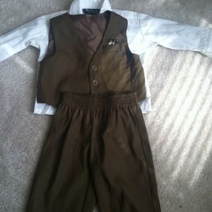 3 piece 12M vest, collared shirt, and pants!