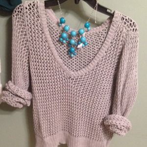 Light-gray open knit cropped Aeropostale sweater